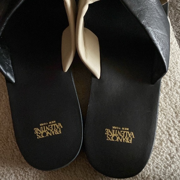 Frances Valentine Black/oyster Crossover nappa Sandals / slides size 8.5​ - Picture 3 of 4